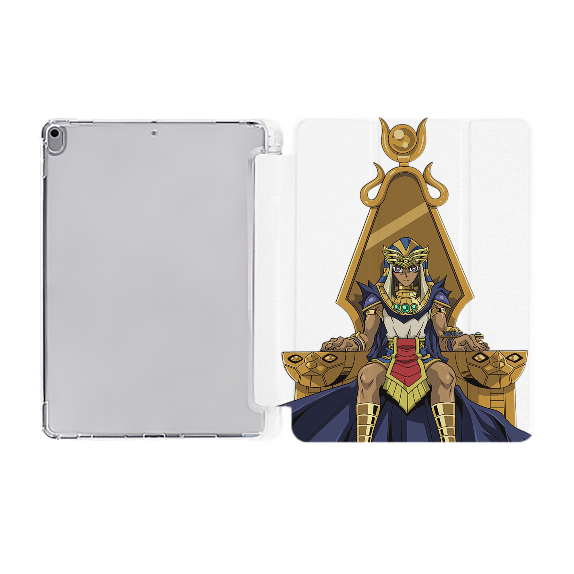 （画像用） 遊☆戯☆王 Yu-Gi-Oh! IPad ケース ペン収納付き 三つ折りスタンド PUレザー×シリコン 対応機種9.5/10.5/10.9インチ